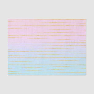 Pink Blue Ombre with Gold Lines Tissue Paper