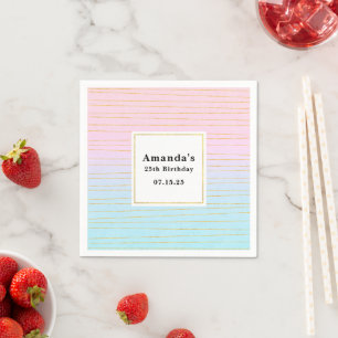 Pink Blue Ombre with Thin Gold Lines Napkin