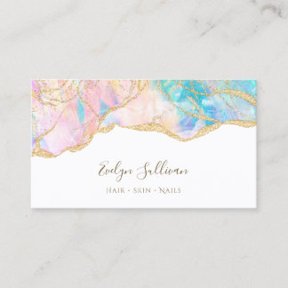 pink blue opal design business card