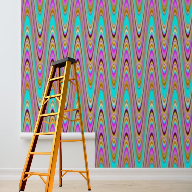 Pink Blue Orange Black Zig-zag pattern peel stick Wallpaper (Pink Blue Orange Black Zig-zag pattern peel stick Wallpaper)