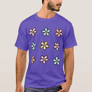 Pink Blue Orange Daisy Flowers 9 Multi Pack funny T-Shirt