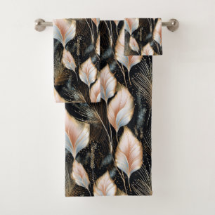 Pink & Blue Pampas Grass Glitter Bath Towel Set