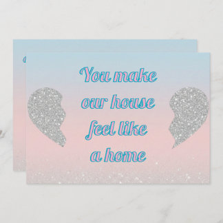 Pink Blue Pastel Glitter Heart Valentines Day Card