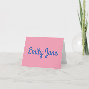 Pink Blue Personalised Name Stationery Simple Note Card