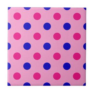 Pink Blue Pink Polka Dot Pattern Ceramic Tile