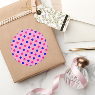 Pink Blue Pink Polka Dot Pattern Classic Round Sticker