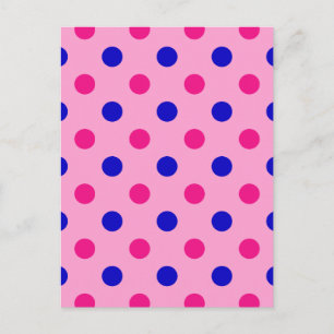 Pink Blue Pink Polka Dot Pattern Postcard
