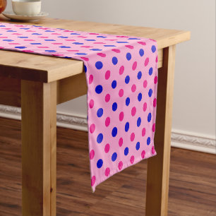 Pink Blue Pink Polka Dot Pattern Short Table Runner