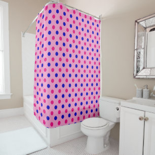 Pink Blue Pink Polka Dot Pattern Shower Curtain