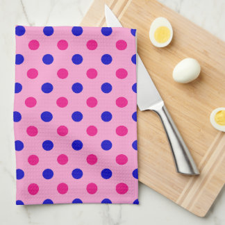 Pink Blue Pink Polka Dot Pattern Tea Towel