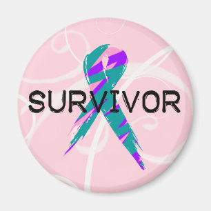 Pink, Blue & Pink Ribbon Survivor Magnet