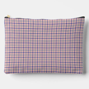 Pink Blue Plaid Classic Pattern Retro Accessory Pouch