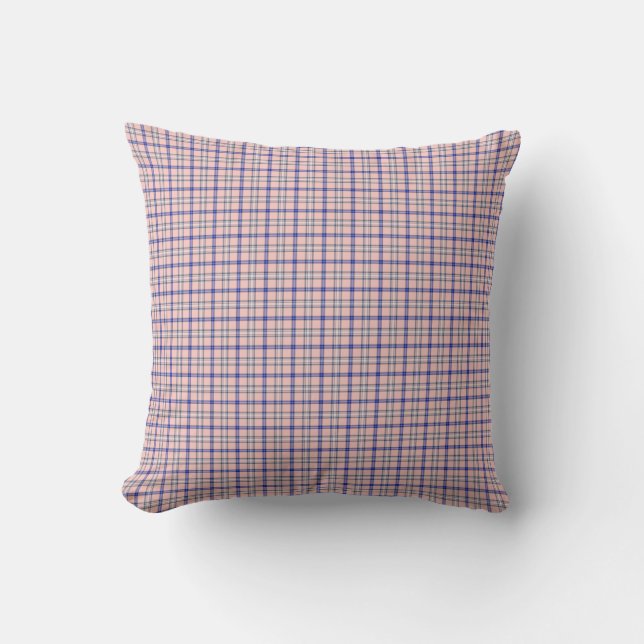 Pink Blue Plaid Classic Pattern Retro Cushion (Front)