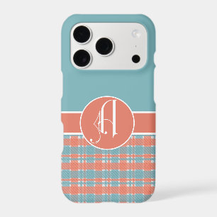 Pink & Blue, Plaid & Solid Monogram A