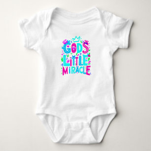 Pink & Blue Playful "God's Little Miracle" Baby Bodysuit