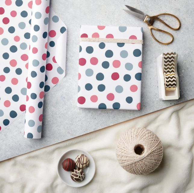 Pink Blue Polka Dots Wrapping Paper (Crafts)