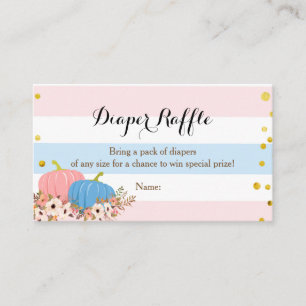 Pink & Blue Pumpkin Diaper Raffle Card