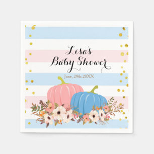 Pink & Blue Pumpkin Watercolor Baby shower Napkin