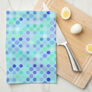 pink, blue, purple and green polka-dots tea towel