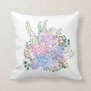pink blue purple hydrange arrangement Throw Pillow