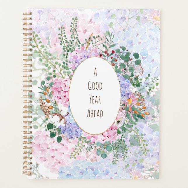 pink blue purple hydrangea arrangement 1 pattern  planner (Front)