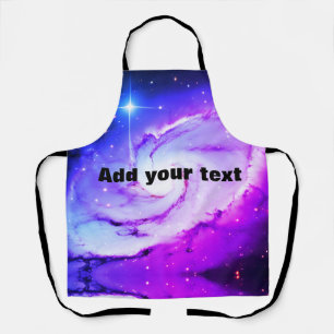 Pink blue purple Nebula galaxy add your text name Apron
