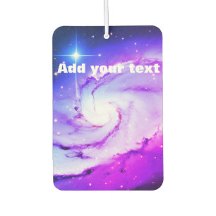 Pink blue purple Nebula galaxy add your text name Car Air Freshener
