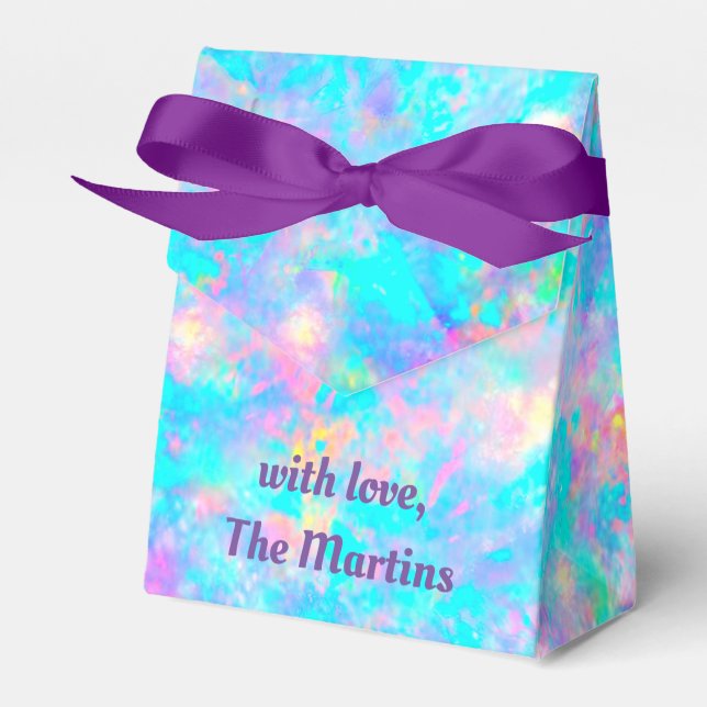 pink blue purple opal stone favour box (Front Side)