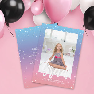Pink Blue Purple Rainbow Gradient Graduation Photo Announcement