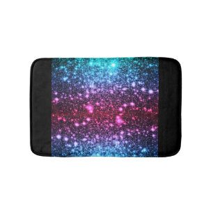 Pink Blue Purple Sparkle Galaxy Print Bath Mat