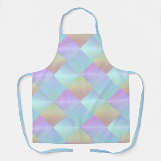 Pink Blue Purple Squares All-Over Print Apron (Front)
