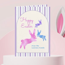 Pink Blue Purple Watercolor Bunny Custom Easter  