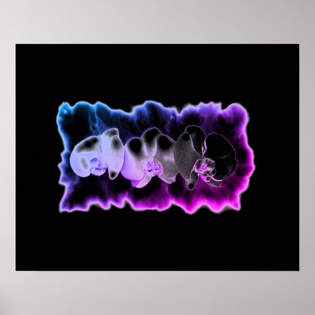 Pink Blue purple watercolor Orchids Pattern  Poster (Front)