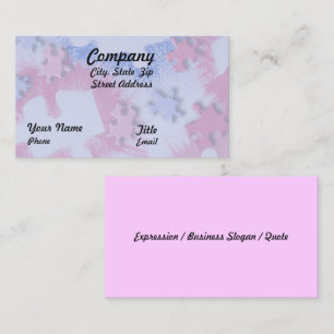 Pink & Blue Puzzle Pieces Business Card