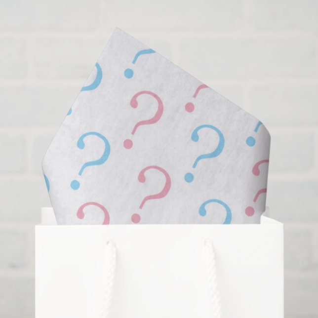 Pink blue question mark gender reveal tissue paper (Gift Bag)