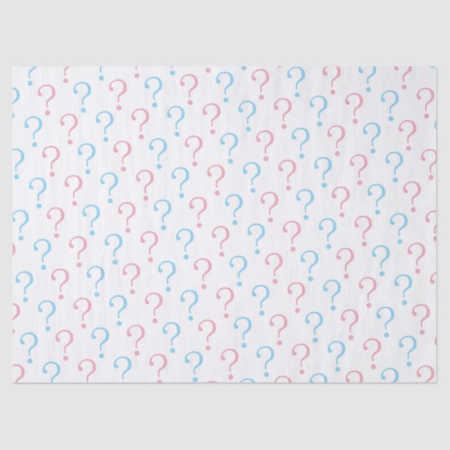 Pink blue question mark gender reveal tissue tissue paper (Front)