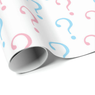 Pink blue Question mark gender reveal wrap Wrapping Paper