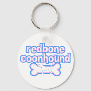 Pink & Blue Redbone Coonhound Keychain