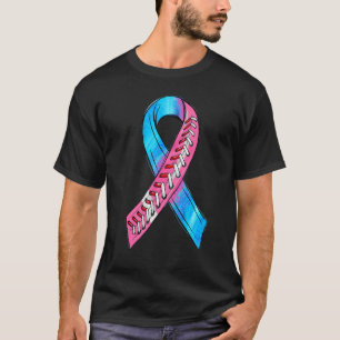 Pink Blue Ribbon SIDS Awareness Month Baseball T-Shirt