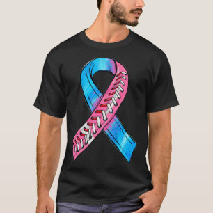 Pink Blue Ribbon SIDS Awareness Month Baseball T-Shirt