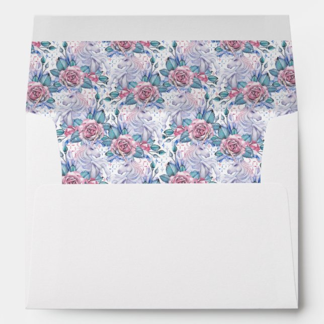 Pink & Blue Rose Pattern Envelope (Back (Bottom))