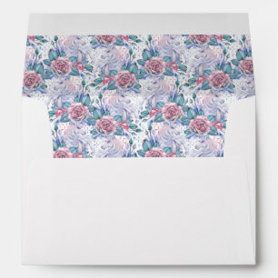 Pink & Blue Rose Pattern Envelope