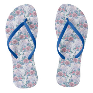 Pink & Blue Rose Pattern Thongs