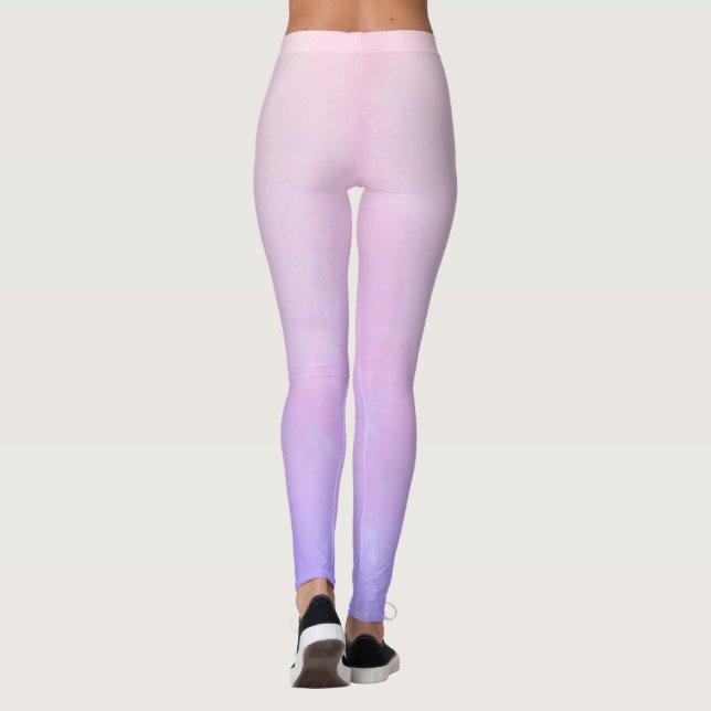 Pink Blue rustic ombre Leggings (Back)