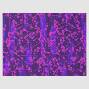 PINK BLUE SAKURA FLOWERS Japanese Floral Pattern Tissue Paper
