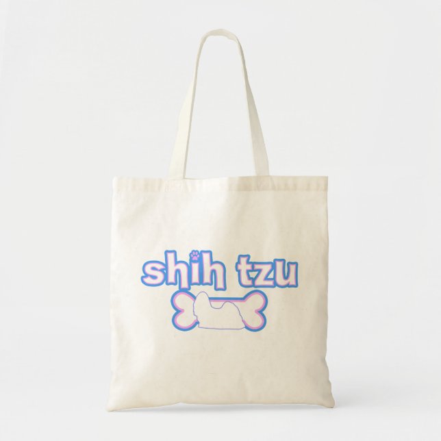 Pink & Blue Shih Tzu Tote Bag (Front)