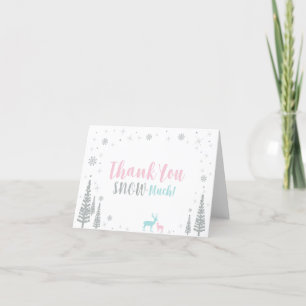 Pink, Blue & Silver Winter Wonderland Thank You Card