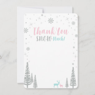 Pink, Blue & Silver Winter wonderland Thank you Card