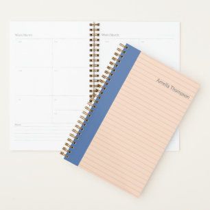 Pink & Blue Simple Colour Block Lines Personalised Planner
