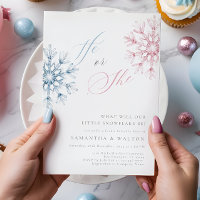 Pink Blue Snowflakes Gender Reveal Party